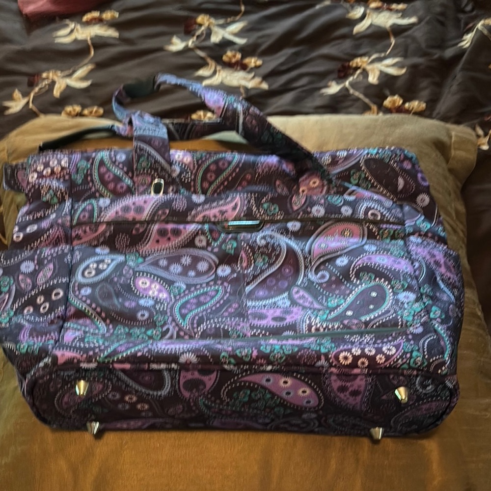 Purple and Green Paisley Travel Bag with Structured Design
